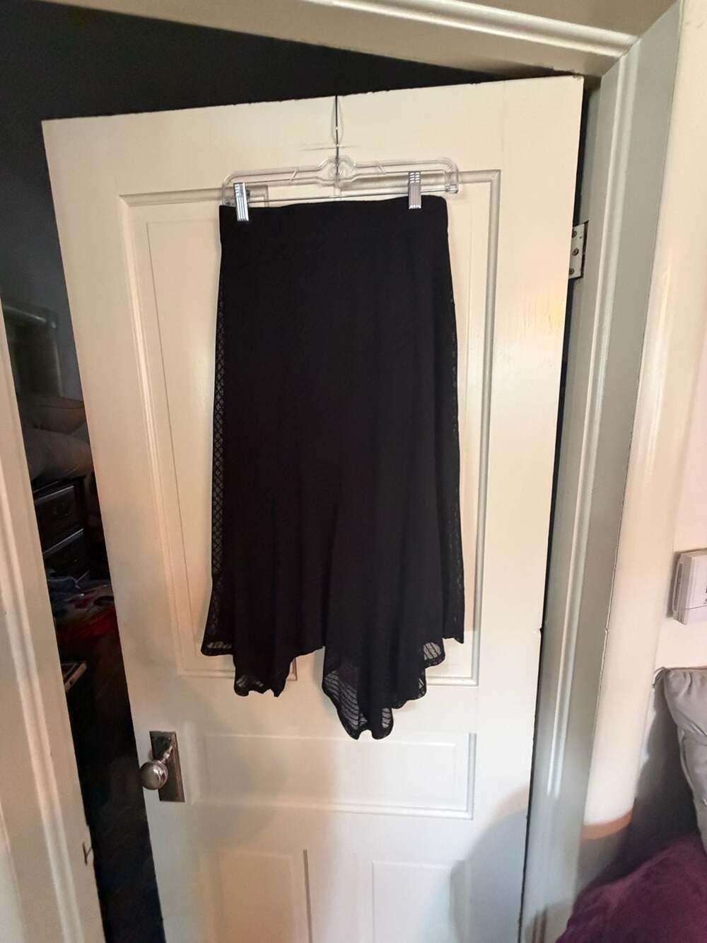 Ember Black Asymmetrical Handkerchief Hem Midi Skirt